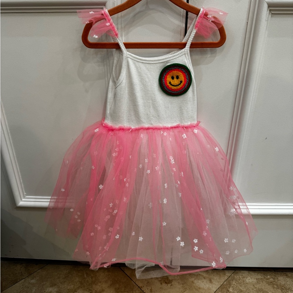 Petite Haley pink and white smiley face tutu dress size 5